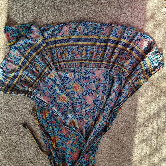 Boho faux wrap dress- floral blue- Small - Picture 7 of 8